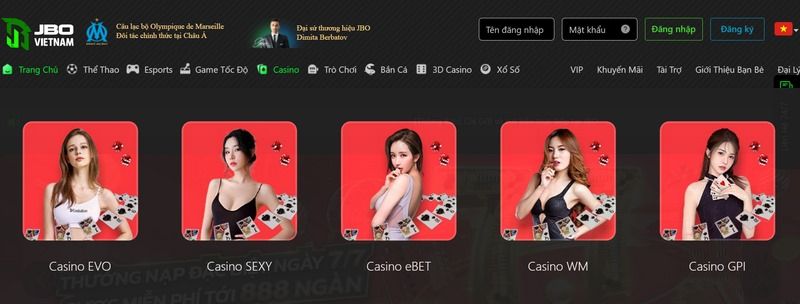 Những sảnh game casino JBO nổi bật
