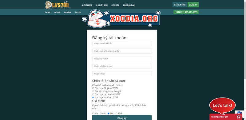 Tạo Tài Khoản Lvs788 để Chơi Xóc đĩa ăn Tiền Thật